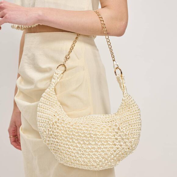Soft Woven Soraya Chain Strap Shoulder Bag Ivory - Picture 5 of 8